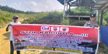 Polsek Kerumutan Patroli Daerah Rawan Karhutla, Sosialisasi Larangan Membakar Lahan