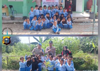 Tanamkan Cinta Lingkungan Sejak Dini, Polisi Tanam Bibit Pohon Kelengkeng di TK Muara Kasih