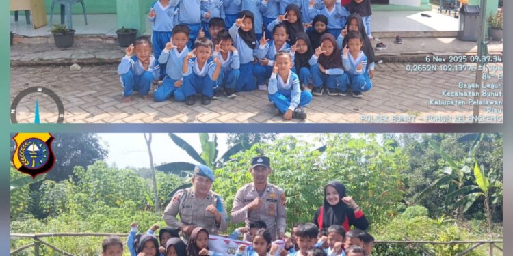 Tanamkan Cinta Lingkungan Sejak Dini, Polisi Tanam Bibit Pohon Kelengkeng di TK Muara Kasih