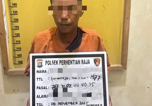 Polsek Perhentian Raja Tangkap Ayah Tiri Pelaku Pencabulan Terhadap Dua Anak di Bawah Umur