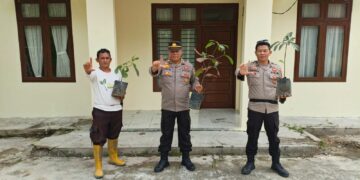 Sambut Hari Pahlawan, Polsek Pangkalan Kerinci Tanam Bibit Pohon Buah