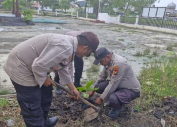 Sambut Hari Pohon Nasional 2025, Polsek Kuala Kampar Tanam 17 Bibit Pohon