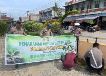 Polsek Pangkalan Kuras Tanam 17 Bibit Pohon Buah Dukung Hari Pohon Nasional 2025
