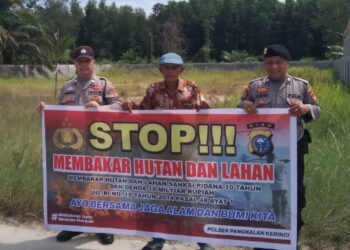 Polsek Pangkalan Kerinci Gelar Patroli Karhutla dan Sosialisasi Larangan Buka Lahan dengan Cara Membakar