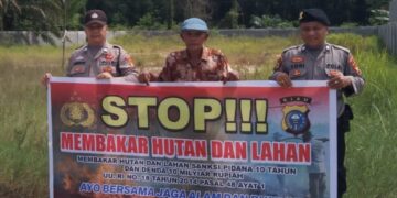 Polsek Pangkalan Kerinci Gelar Patroli Karhutla dan Sosialisasi Larangan Buka Lahan dengan Cara Membakar