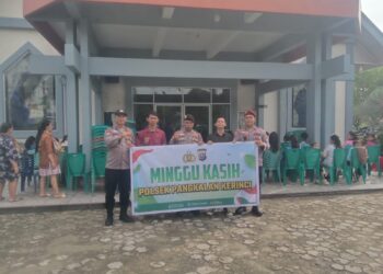 Minggu Kasih di Gereja Katolik HKY Pangkalan Kerinci, Polsek Pangkalan Kerinci Ajak Jemaat Jaga Harmoni dan Kamtibmas