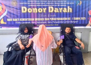 Peringati Hari Bakti Kemenimipas, Pegawai Lapas Langsa Gelar Donor Darah