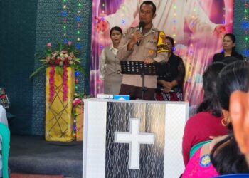 Ibadah Minggu Harmoni di GGP Tambak, Polsek Langgam Sampaikan Pesan Kamtibmas