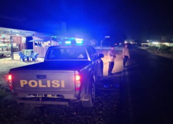 Polsek Pangkalan Lesung Gelar Blue Light Patrol untuk Jaga Keamanan Malam Hari