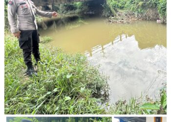 Polisi Cek Debit Sungai di Desa Dundangan, Kondisi Masih Normal