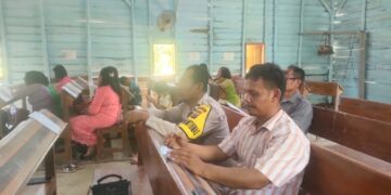 Polisi Gelar Ibadah Minggu Kasih di Gereja HKI Langgam