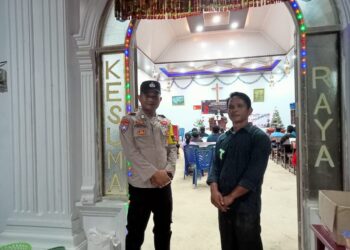 Polsek Pangkalan Kuras Amankan Ibadah Natal Pemuda GKPS