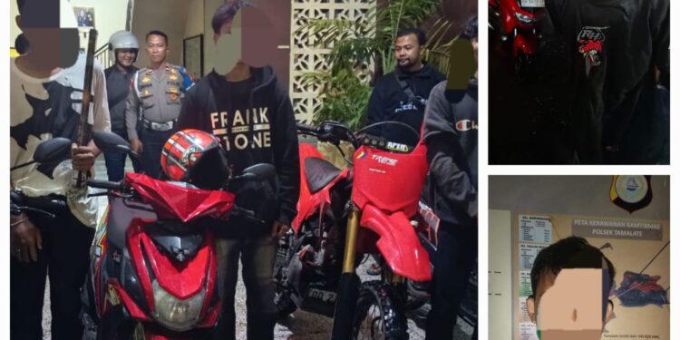 Tim Resmob Polsek Tamalate Amankan 4 Remaja Terduga Pelaku Balap Liar Dan Perang Kelompok