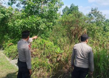 Polsek Pangkalan Kerinci Patroli Daerah Rawan Karhutla dan Sosialisasikan Larangan Membakar Lahan