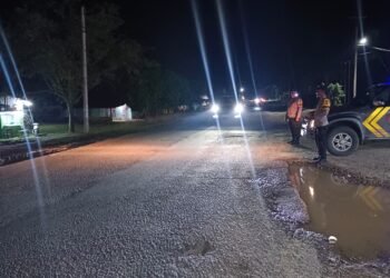 Jelang Tahun Baru, Polsek Pangkalan Lesung Gelar Blue Light Patrol