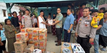 Polres Agara Bersama Forkopimda Dan Sat Brimob Sumsel Salurkan Bantuan Dari Mapanbumi Dan Paramita Foundation