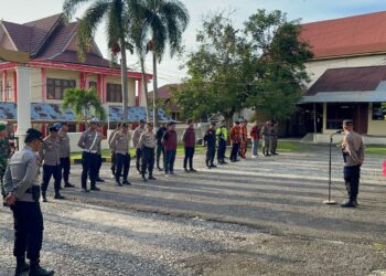 Polsek Pangkalan Kuras Gelar Apel Gabungan Pengamanan Gereja dan Malam Tahun Baru