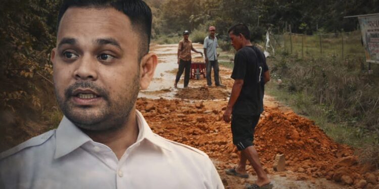 Jalan Desa Rusak Bertahun-tahun, Ketua Elang 3 Hambalang Riau Perbriyan Winaldi Turun Langsung