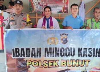 Polsek Bunut Gelar Ibadah Minggu Kasih di BNKP Desa Merbau