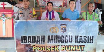 Polsek Bunut Gelar Ibadah Minggu Kasih di BNKP Desa Merbau