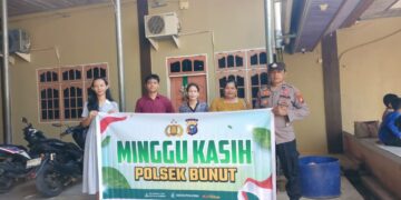 Polsek Bunut Gelar Minggu Kasih di Desa Merbau, Ajak Jemaat Jaga Kamtibmas