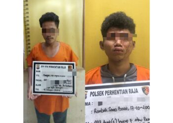 Polsek Perhentian Raja Tangkap Dua Pelaku Pencurian di Desa Hangtuah 