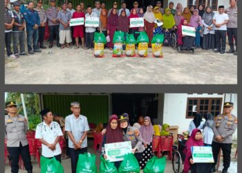 Kapolsek Bunut Hadiri Penyaluran Bantuan Sosial Baznas Pelalawan