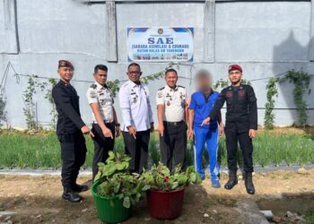 Ramadan Produktif, Kepala Rutan Takengon Dan WBP Panen Raya Bayam Merah 