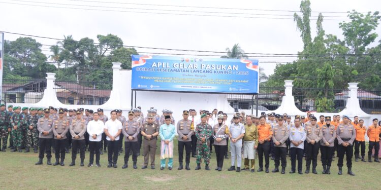 Polres Kampar Laksanakan Apel Gelar Pasukan Operasi Keselamatan Lancang Kuning 2026