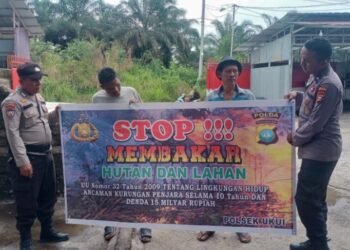 Personel Polsek Ukui Intensifkan Patroli dan Himbauan Pencegahan Karhutla