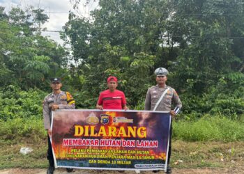 Polsek Pangkalan Kuras Sosialisasikan Antisipasi Karhutla di Sorek Satu