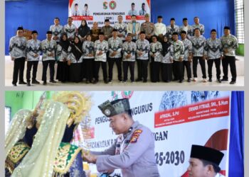 Wakili Kapolsek Bunut, Bhabinkamtibmas Hadiri Pengukuhan PGRI Bandar Petalangan