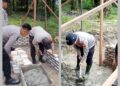 Polisi Gotong Royong Bangun Rumah Layak Huni Bantuan Baznas di Pangkalan Bunut
