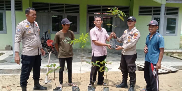 Polsek Kerumutan Tanam Bibit Kelengkeng dan Manggis Dukung Program Penghijauan Kapolda Riau
