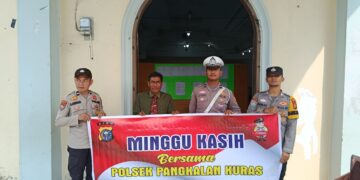 Minggu Kasih di HKBP Parsaoran, Polsek Pangkalan Kuras Sampaikan Pesan Karhutla dan Anti-Narkoba