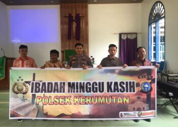 Polsek Kerumutan Gelar Minggu Kasih di GPIB Eben Haezer, Tegakkan Toleransi Beragama