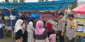 Tingkatkan Rasa Aman Warga, Polsek Bunut Amankan Pasar Tumpah Ramadhan