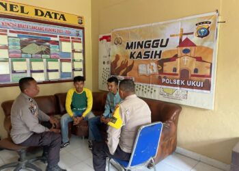 Polsek Ukui Gelar Minggu Kasih dan Patroli Pengamanan Ibadah Gereja, Wujudkan Kamtibmas Kondusif