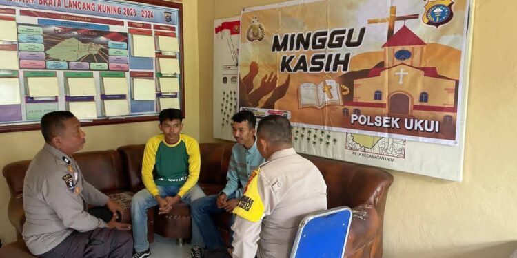 Polsek Ukui Gelar Minggu Kasih dan Patroli Pengamanan Ibadah Gereja, Wujudkan Kamtibmas Kondusif