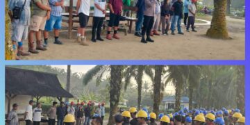 Bhabinkamtibmas dan Kades Angkasa Sosialisasikan Bahaya Narkoba kepada Karyawan PT Serikat Putra