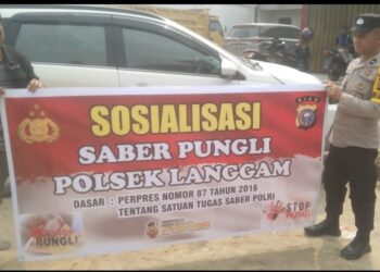 Polisi Sosialisasikan Saber Pungli di Pasar Desa Segati Pelalawan