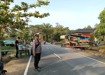 Polisi Atur Lalu Lintas Pasar Ramadan di Teluk Meranti, Arus Kendaraan Lancar