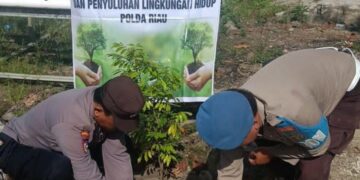 Polsek Bunut Rawat Bibit Pohon di Halaman Mako, Dukung Program Penghijauan