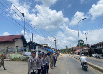 Gatur Lalin di Pos Pam Pasar Inuman, Polres Kuansing Antisipasi Pelanggaran dan Laka Lantas