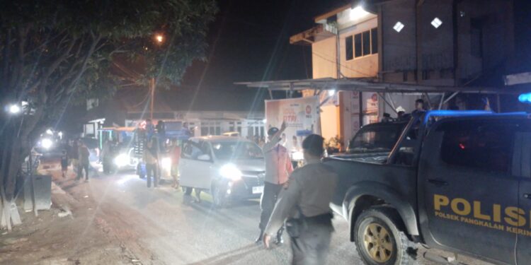 Polsek Pangkalan Kerinci Amankan Malam Takbiran, Lalu Lintas Tetap Lancar