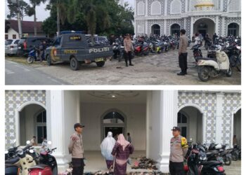 Polisi Bunut Pelalawan Amankan Salat Idul Fitri, Arus Lalu Lintas Tetap Lancar