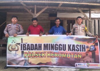 Polsek Kerumutan Gelar Minggu Kasih, Jemaat HKBP Bethesda Ikuti Ibadah dengan Aman dan Terkendali