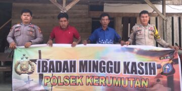 Polsek Kerumutan Gelar Minggu Kasih, Jemaat HKBP Bethesda Ikuti Ibadah dengan Aman dan Terkendali