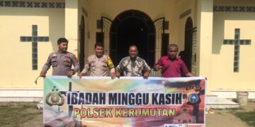 Polsek Kerumutan Gelar “Minggu Kasih” di Gereja St. Thomas, Tingkatkan Toleransi Beragama