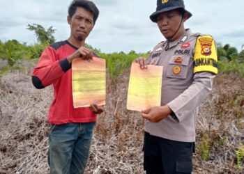 Polsek Kerumutan Laksanakan Patroli Karhutla dan Sosialisasi Larangan Membakar Lahan